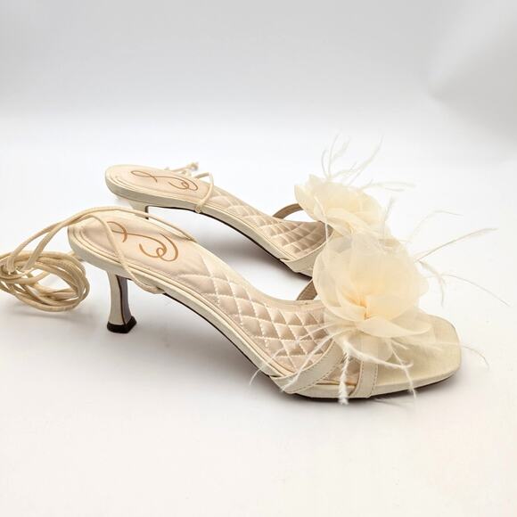 Sam Edelman Pammie Flower Kitten Heel Women's Sandals Pearl Ivory Size US7 - Picture 4 of 12